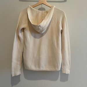 LANDS’END WOMENS CREAM WOVEN 100% COTTON HOODIE SWEATER